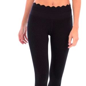 Track & Bliss full length leopard athletic leggings scalloped waist